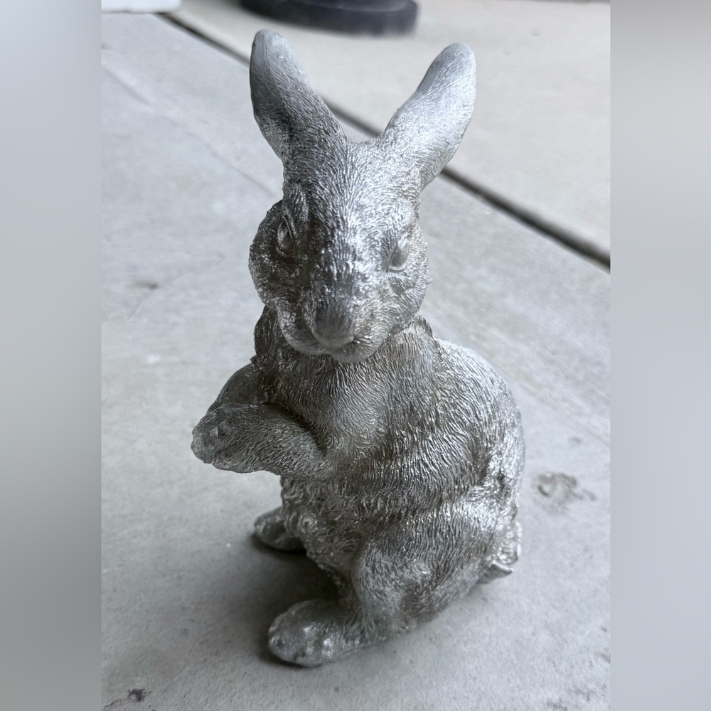 Pier 1 Silver Textured Rabbit Figurine